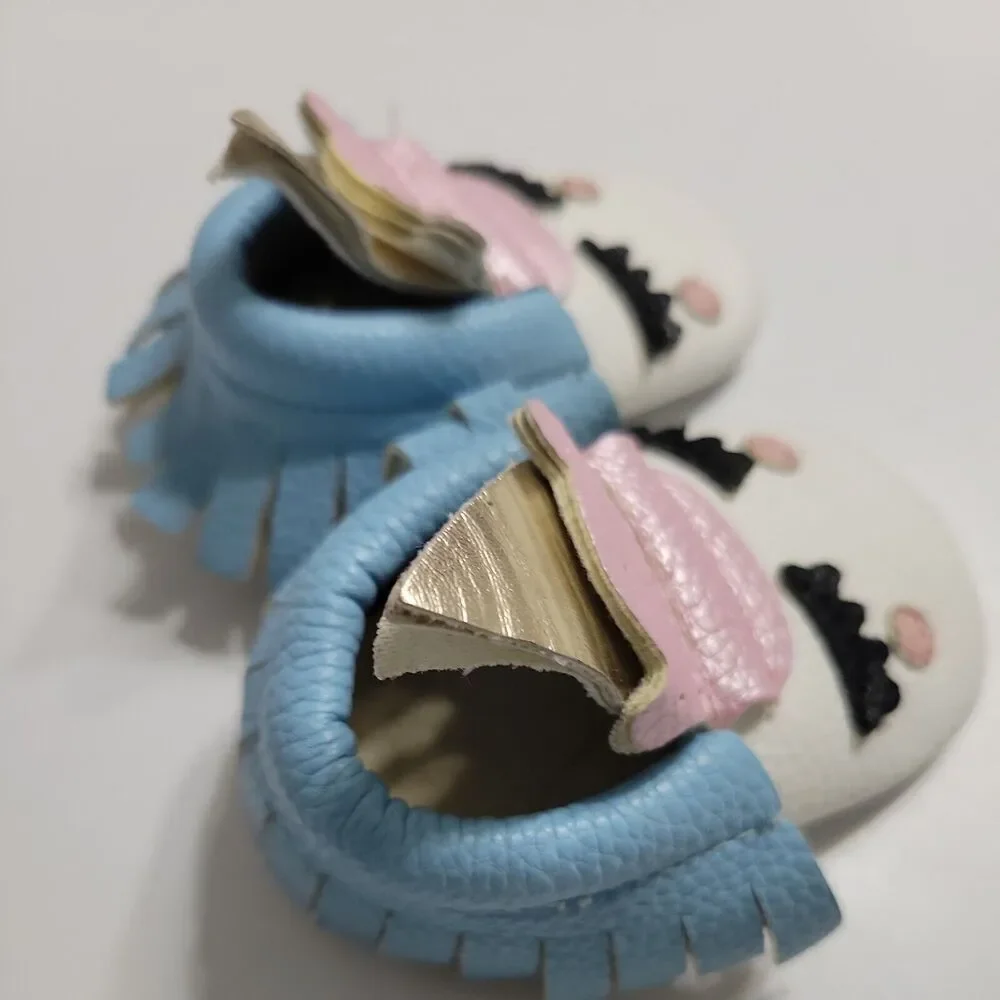 Boutique Princess‎ Infant Baby Girls 2 Moccasins Shoes Unicorn White Slippers